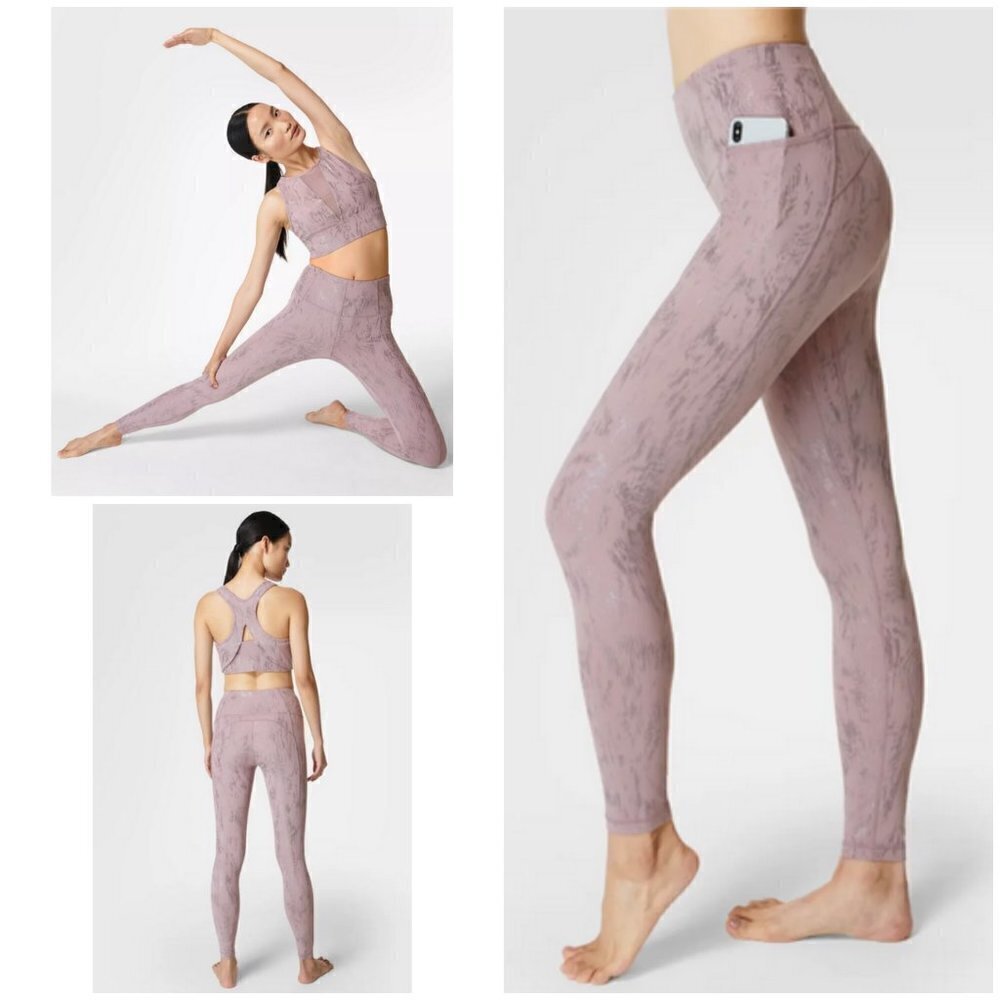 💕SWEATY BETTY💕 Super Soft Yoga Leggings ~ Pink Fusion Foil Print US 8 NWT
